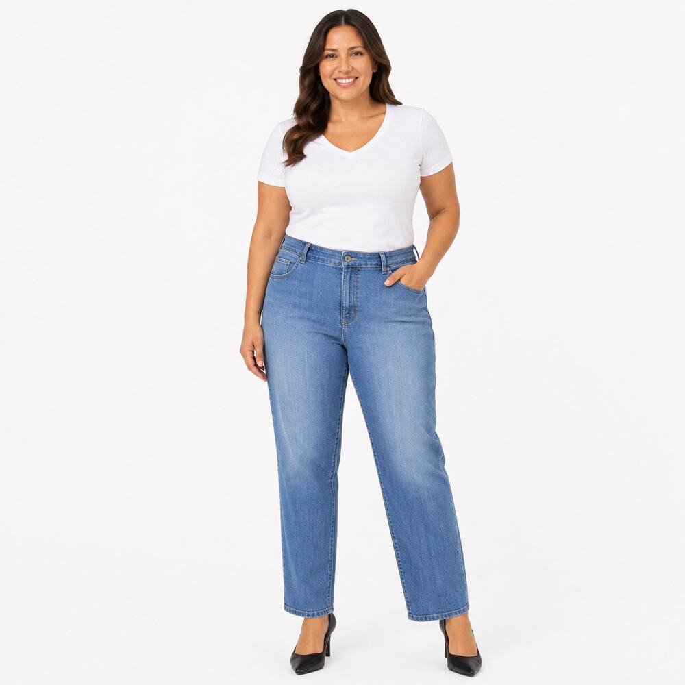 BANDOLINO Maddie Jeans 22W Medium Wash Straight Leg Stretch Denim